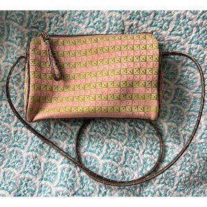 Liz Claiborne Y2K Pink & Green Monogram Crossbody Bag